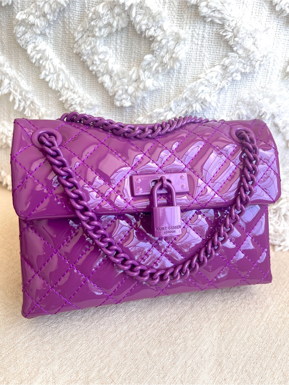 KURT GEIGER Brixton Drench Patent Leather MINI Crossbody Shoulder bag Purple NWT